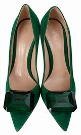 Gianvito Rossi Emerald Jaipur 105 Embellished Suede Pumps