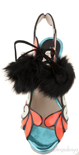 Pom Pom Detail Cut-out Sandals