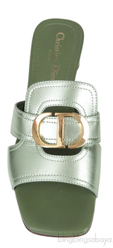Dior OR Montaigne Metallic Green Heels Slide