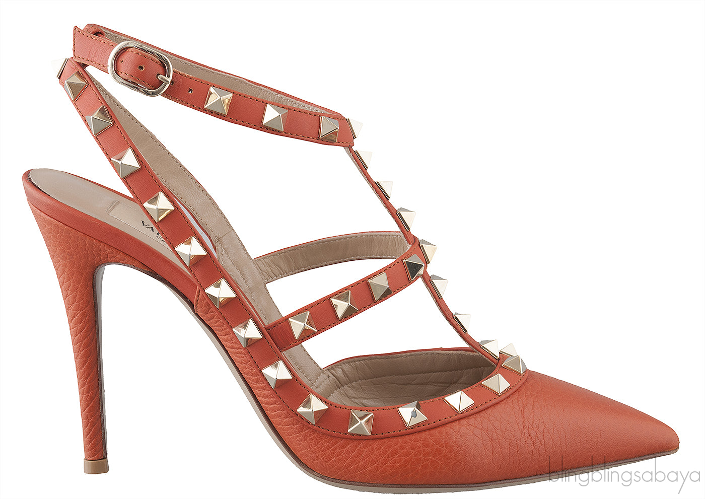 Rockstud Brique Gold Studs Heels 100
