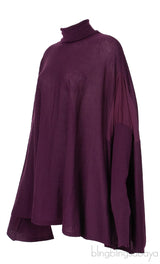 Long Sleeves Turtle Neck Poncho Top