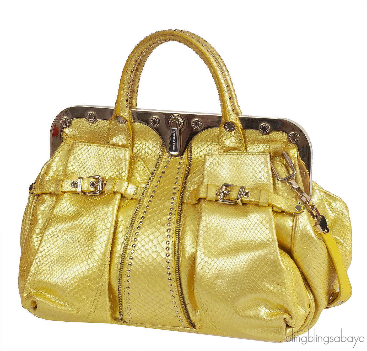 Versace Yellow Python Frame Shoulder Bag