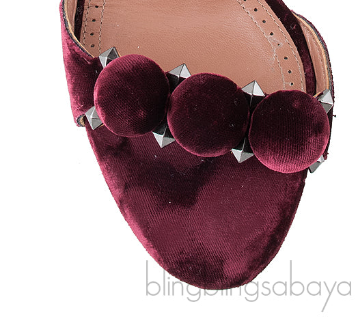 Burgundy Velvet Bombe Heels