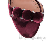 Burgundy Velvet Bombe Heels