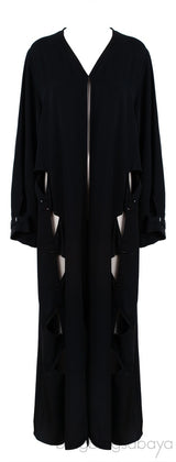 Black Beaded Cut-out Abaya
