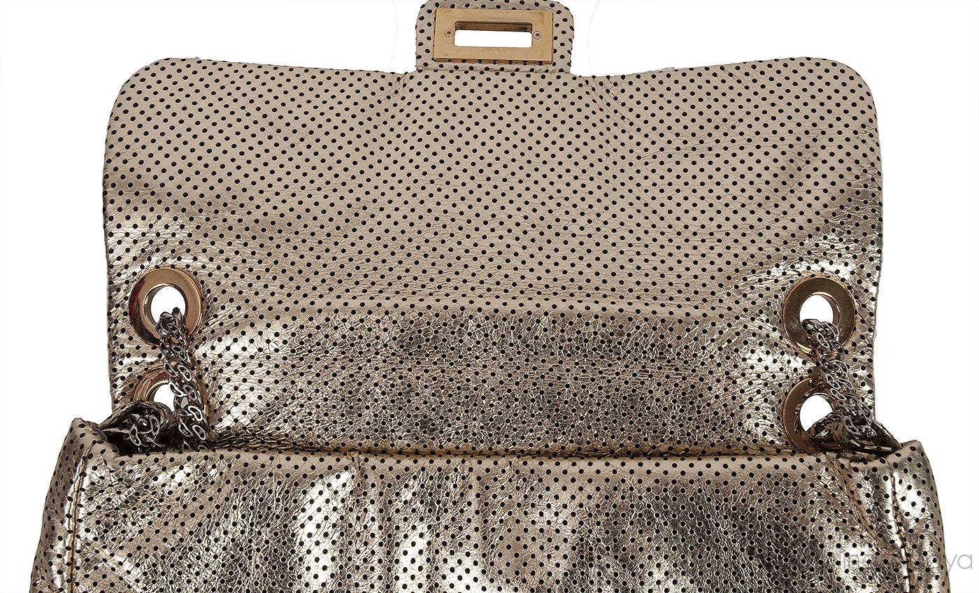 Metallic Gold Perforated Drill Flap Bag