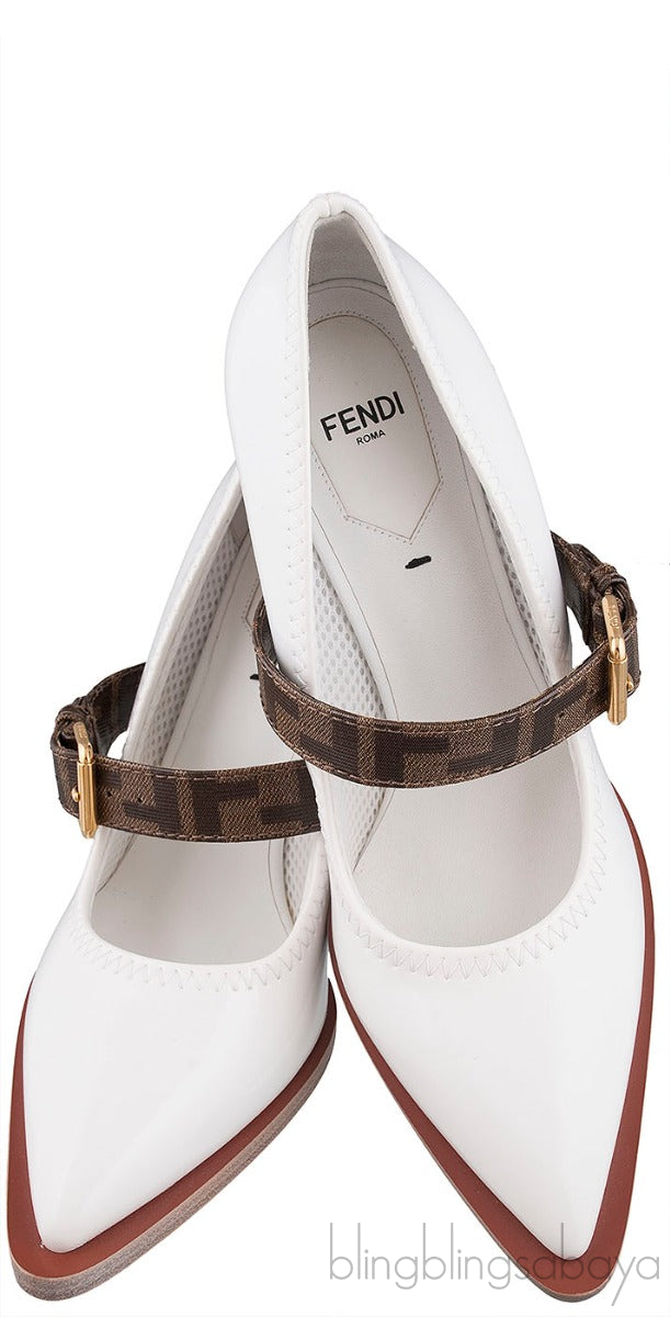 White Mary Jane FF Strap Heels