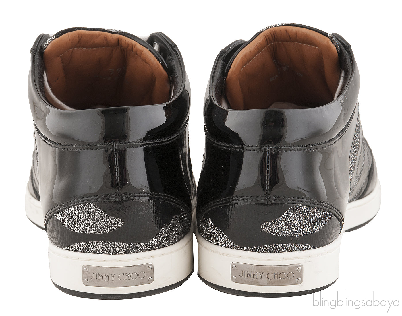 Black Patent Camou Silver Sneakers
