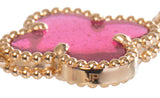 Van Cleef & Arpels Vintage Alhambra 5 Motif Pink Crystal Gold Bracelet