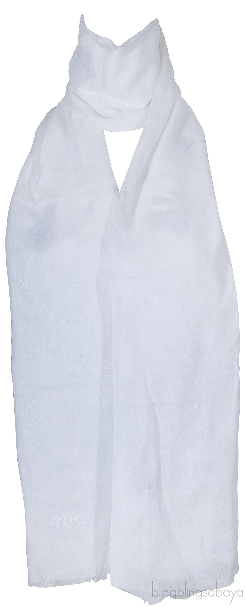 Plain White Long Rectangular Scarf