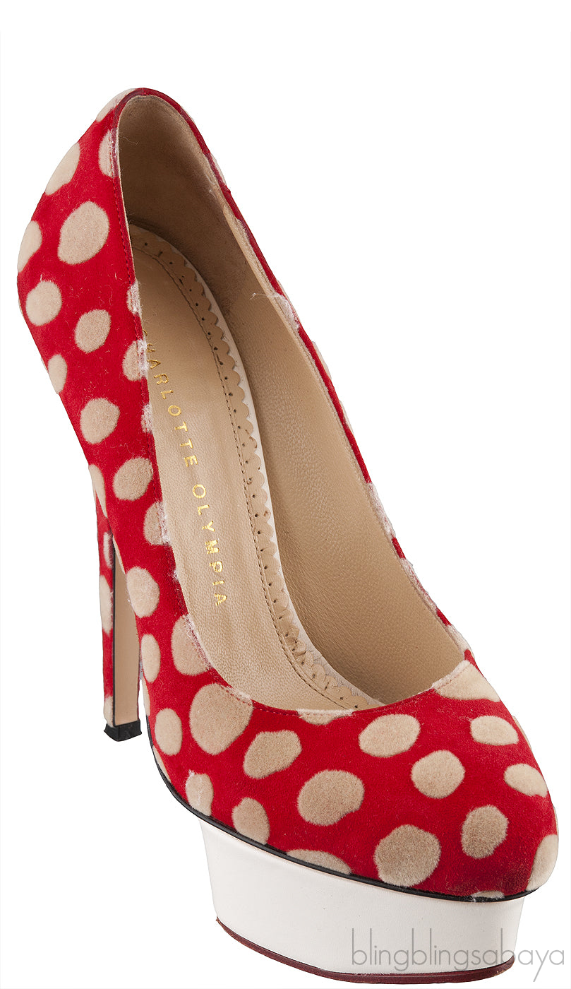 Polka Dot Red Platform Heels