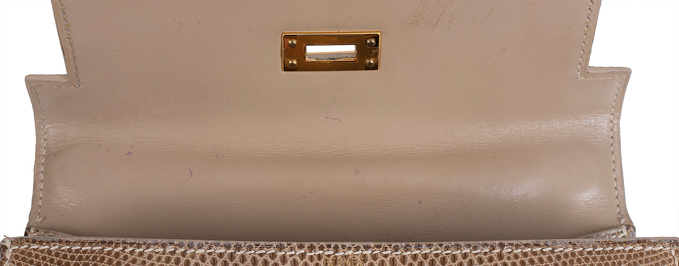 Hermes Vintage Mini Kelly 20 Lizard Ficelle GHW