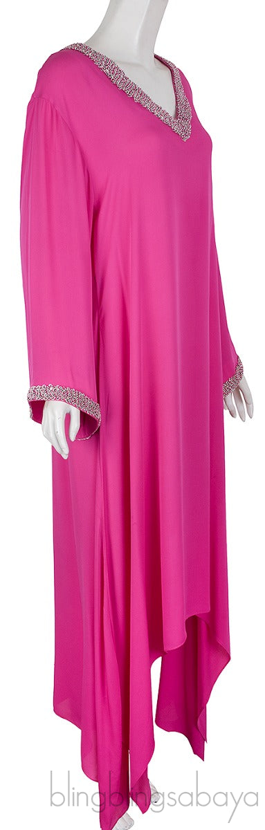 Fuchsia Sequin & Bead Emb. Kaftan