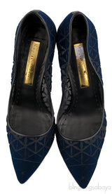 Geometric Blue Mesh Heels