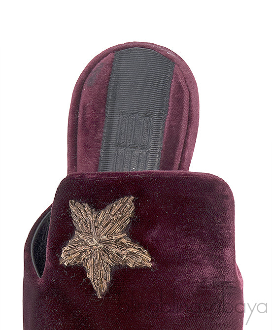 Maroon Stella Velvet Mules