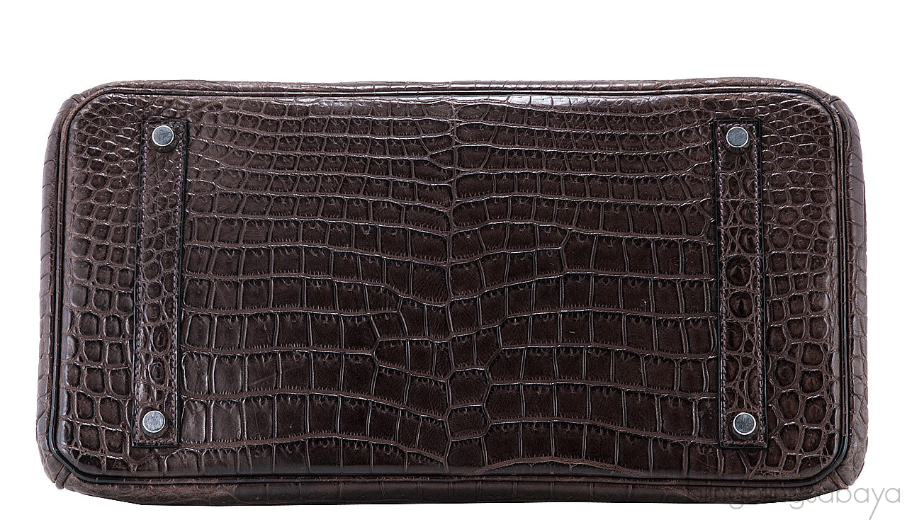 Birkin 35 Brown Matte Porosus PHW
