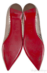 Christian Louboutin Gold Bow Flat Pointed Shoes