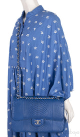Chanel Classic Blue Python Jumbo Flap Bag