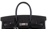 Birkin 25 Black Crocodile PHW