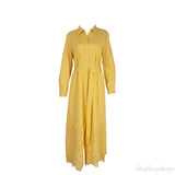 Carola Belted Macrame Lace Trimmed Dress