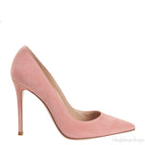 Peach Suede Pointed Toe Heels