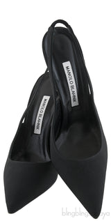Black Satin Slingback Heels