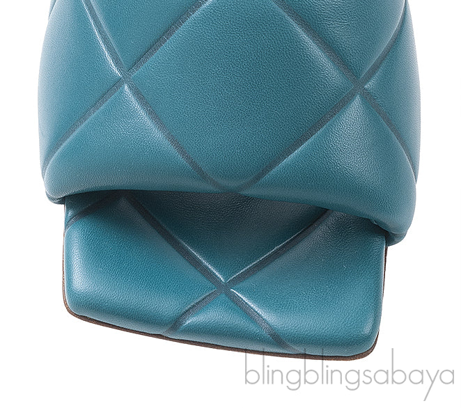 Bottega Veneta Blue Green Rubber Lido Mules 38