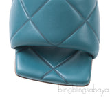 Bottega Veneta Blue Green Rubber Lido Mules 38