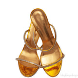 Giuseppe Zanotti Metallic Gold Crystal Embellished Mules