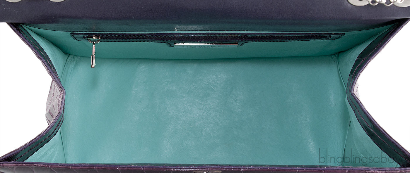 Purple Cornelia Lunch Box Crocodile Bag