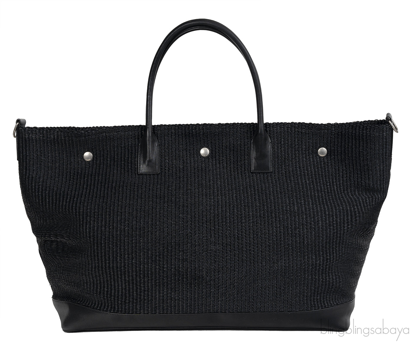 Saint Laurent Black Raffia Rive Gauche Black Oversize Tote