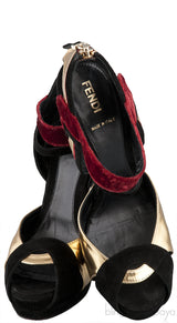 Tri-color Peep Toe Platform Heels