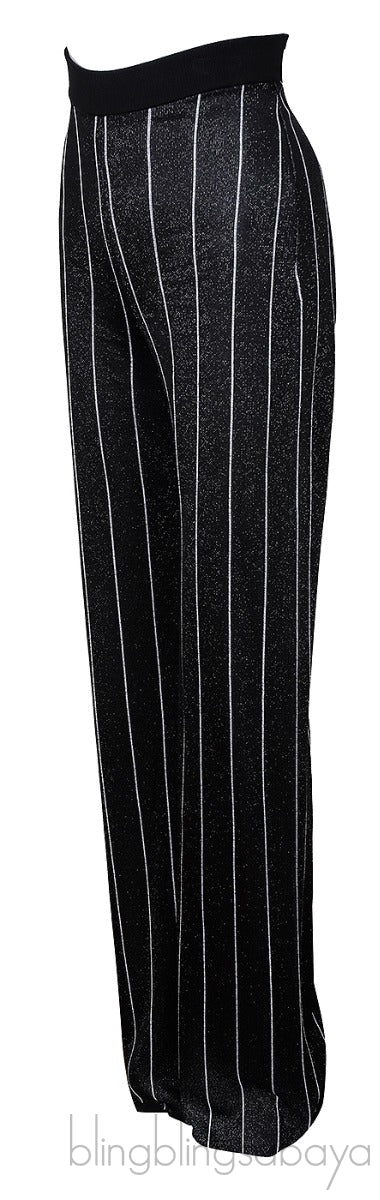 Black Stripe Knit Stretch Trouser