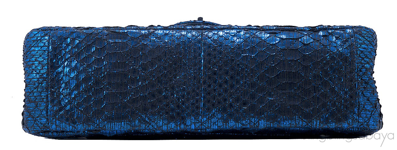 2.55 Reissue Navy Blue Metallic Python