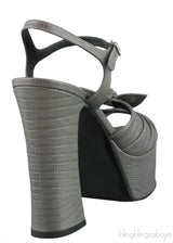 Grey Bow Textured Leather Pump