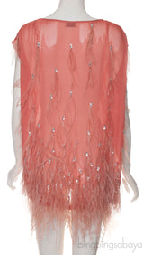 Ostrich Feather & Crystal Emb. Blouse