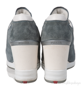 Prada Greenish Grey Sport Suede Wedge Sneakers