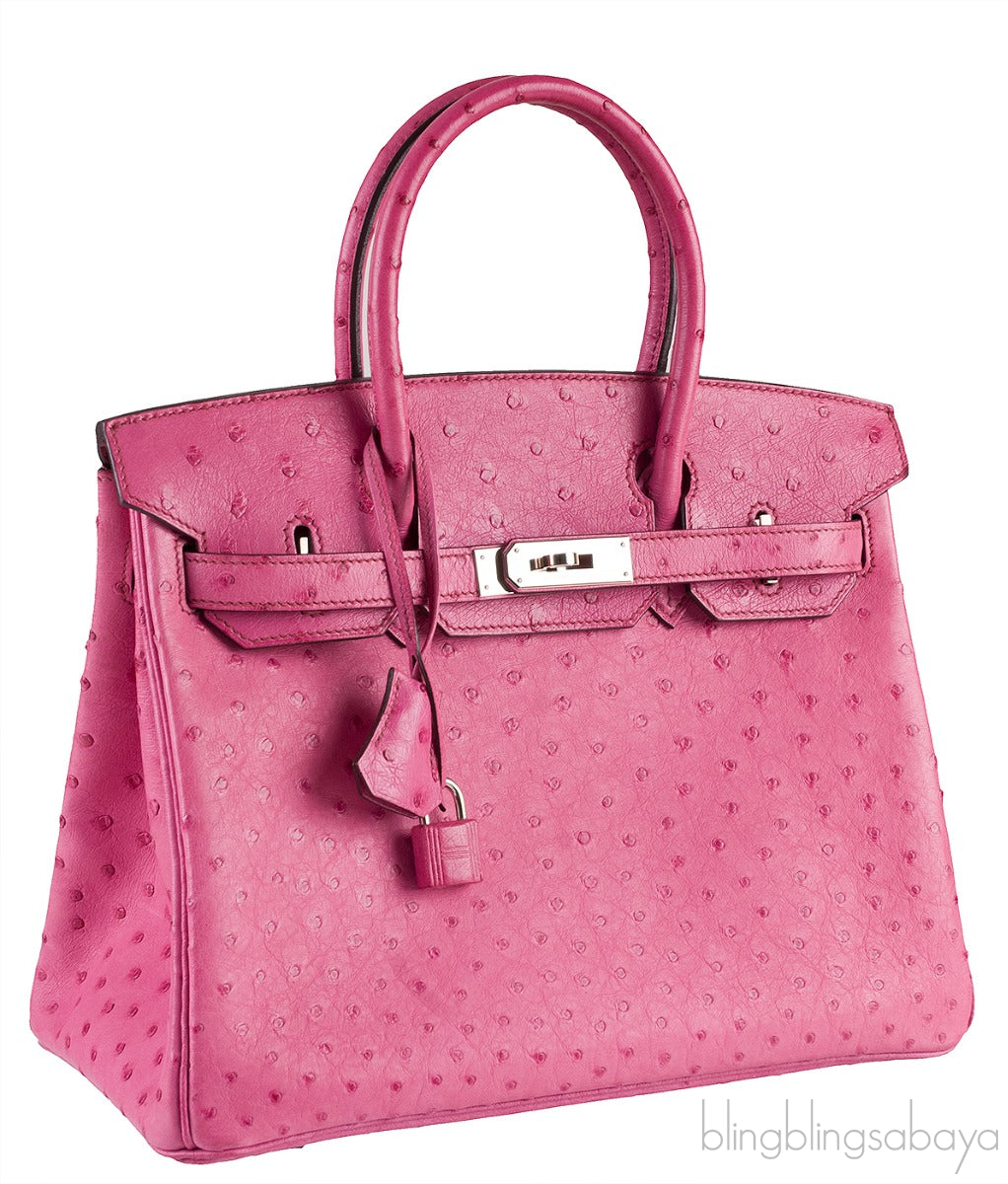 Birkin 30 Fuchsia Pink Ostrich PHW