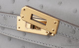 Kelly 20 Mini II Sellier Gris Perle Ostrich GHW