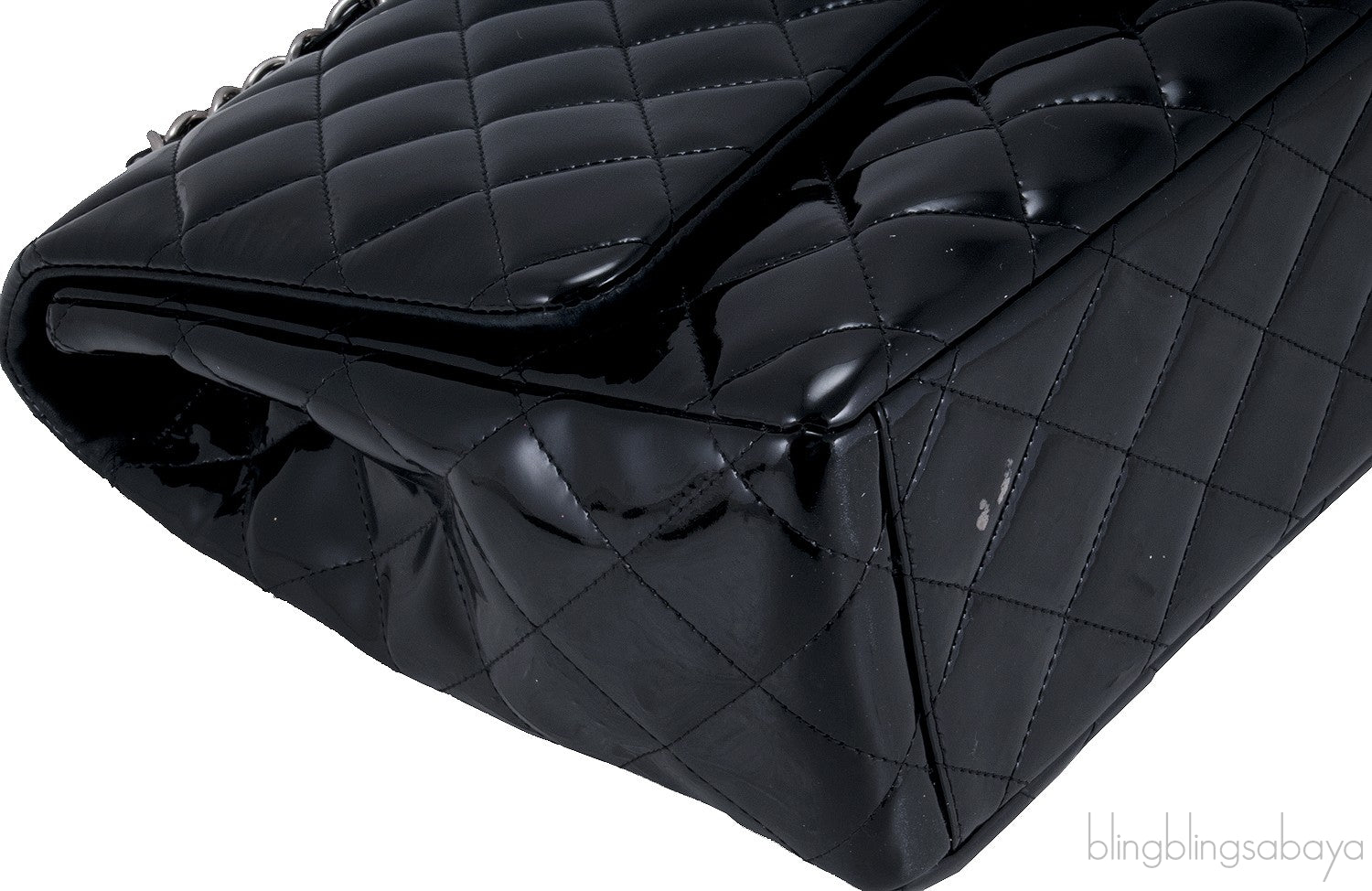 Black Patent Maxi Flap Bag