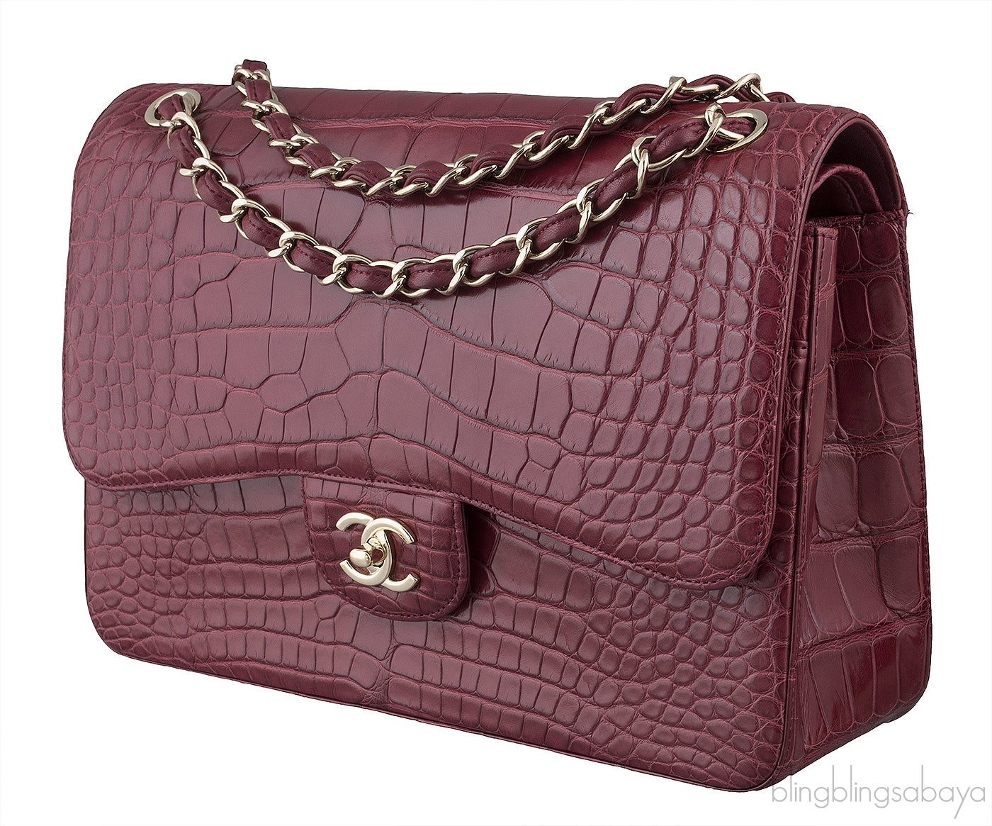 Classic Bordeaux Crocodile Jumbo Bag