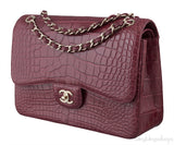 Classic Bordeaux Crocodile Jumbo Bag