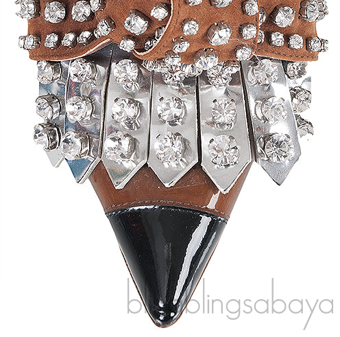 Kiltie Crystal Fringe Vinyl & Leather Point-Toe Heels