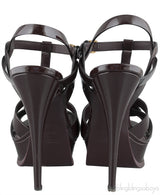 Yves Saint Laurent Tribute Burgundy Patent Sandals