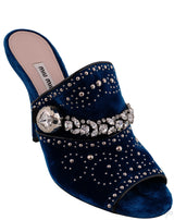 Blue Velvet Crystal Sandals