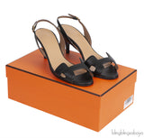 Hermes Black Night 70 Slingback Sandals