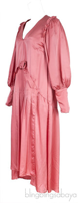 Old Rose Pleated Ruffle Dress