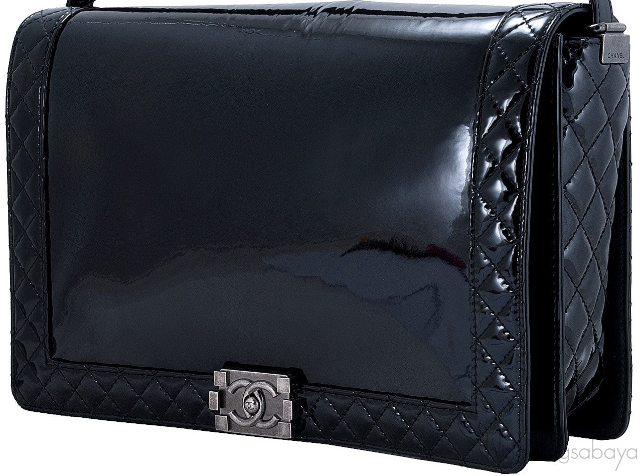 Black Patent XL Le Boy Shoulder Bag