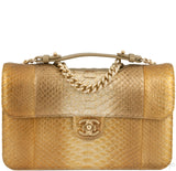 Gold Metallic Python Shoulder Bag