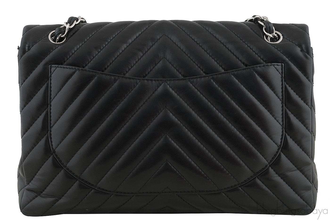 Black Chevron Maxi Flap Bag